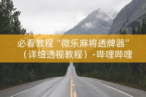 必看教程“微乐麻将透牌器”（详细透视教程）-哔哩哔哩