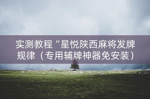 实测教程“星悦陕西麻将发牌规律（专用辅牌神器免安装）