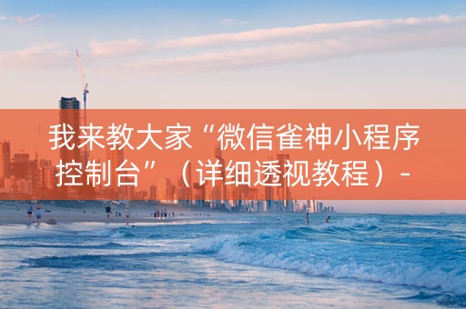 我来教大家“微信雀神小程序控制台”（详细透视教程）-哔哩哔哩