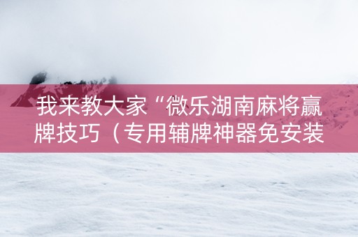 我来教大家“微乐湖南麻将赢牌技巧（专用辅牌神器免安装）