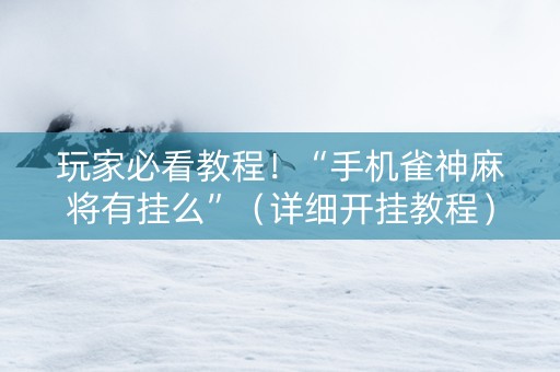 玩家必看教程！“手机雀神麻将有挂么”（详细开挂教程）-哔哩哔哩
