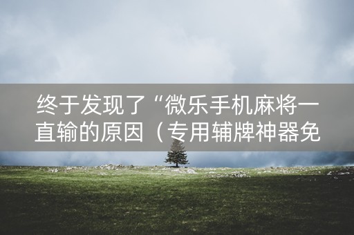 终于发现了“微乐手机麻将一直输的原因（专用辅牌神器免安装）