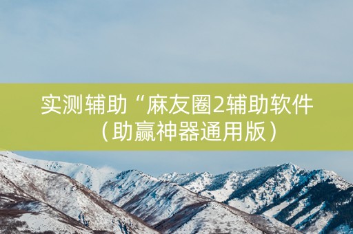 实测辅助“麻友圈2辅助软件（助赢神器通用版）