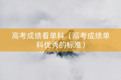 高考成绩看单科（高考成绩单科优秀的标准）