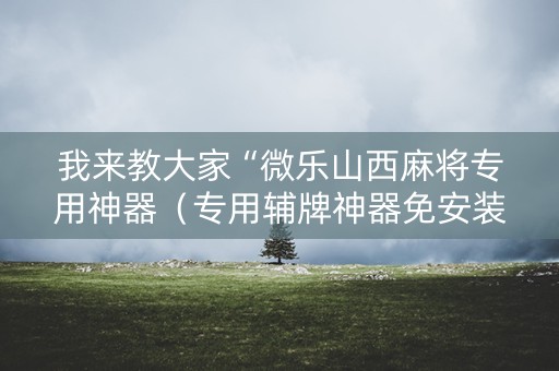 我来教大家“微乐山西麻将专用神器（专用辅牌神器免安装）