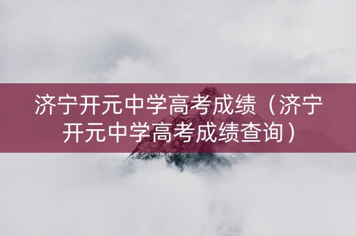 济宁开元中学高考成绩（济宁开元中学高考成绩查询）