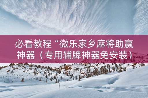 必看教程“微乐家乡麻将助赢神器（专用辅牌神器免安装）