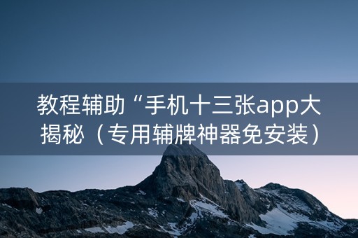 教程辅助“手机十三张app大揭秘（专用辅牌神器免安装）