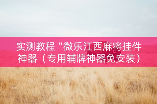 实测教程“微乐江西麻将挂件神器（专用辅牌神器免安装）