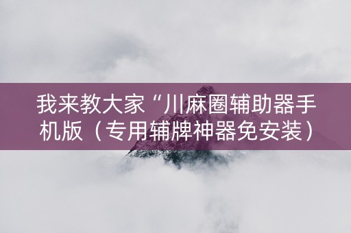 我来教大家“川麻圈辅助器手机版（专用辅牌神器免安装）