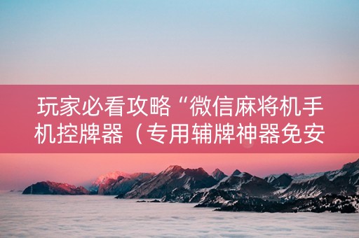 玩家必看攻略“微信麻将机手机控牌器（专用辅牌神器免安装）