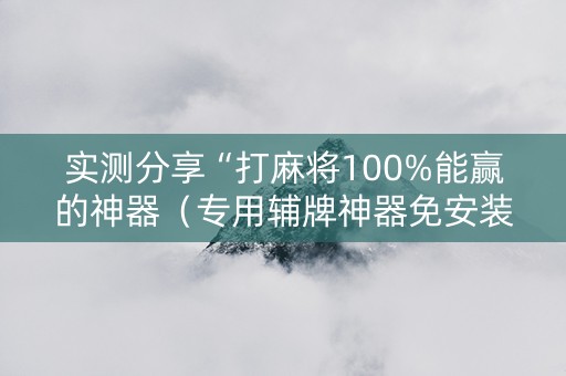 实测分享“打麻将100%能赢的神器（专用辅牌神器免安装）