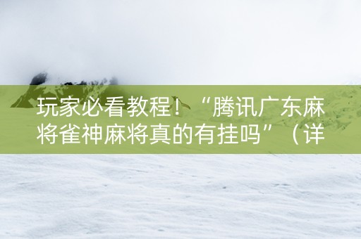 玩家必看教程！“腾讯广东麻将雀神麻将真的有挂吗”（详细透视教程）-哔哩哔哩