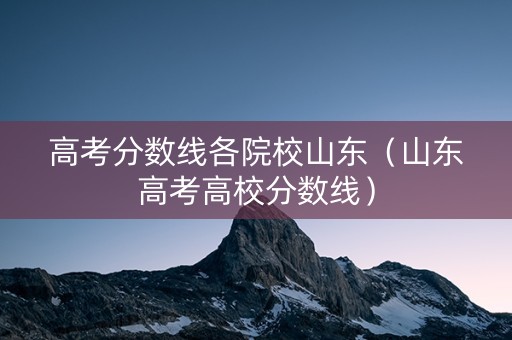 高考分数线各院校山东（山东高考高校分数线）