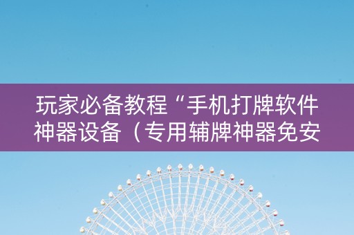 玩家必备教程“手机打牌软件神器设备（专用辅牌神器免安装）