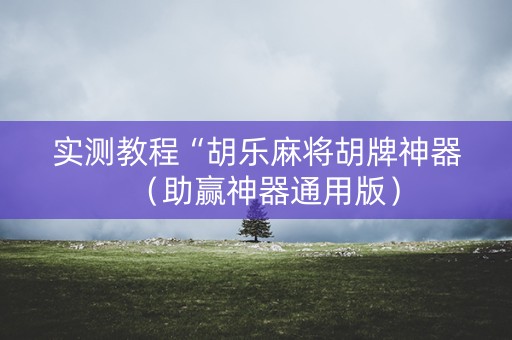 实测教程“胡乐麻将胡牌神器（助赢神器通用版）
