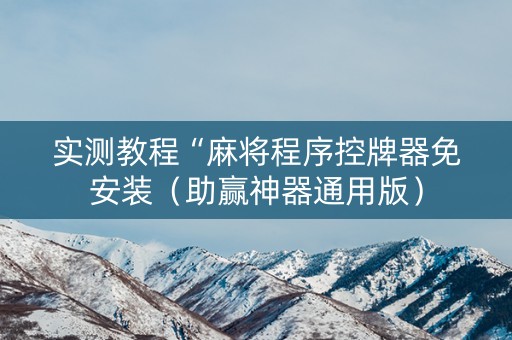 实测教程“麻将程序控牌器免安装（助赢神器通用版）