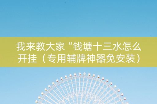 我来教大家“钱塘十三水怎么开挂（专用辅牌神器免安装）