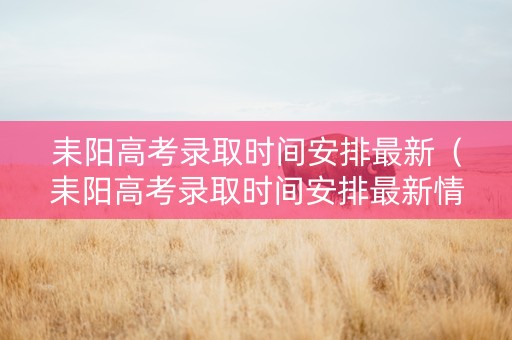 耒阳高考录取时间安排最新（耒阳高考录取时间安排最新情况）
