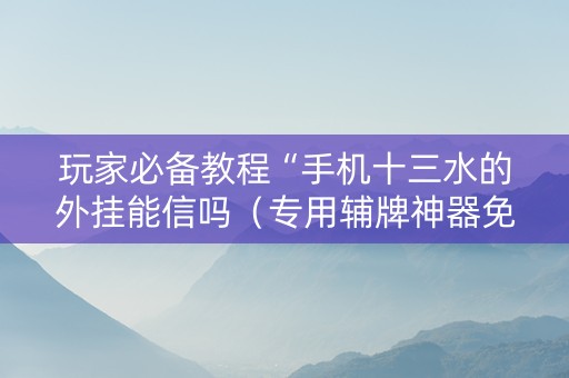 玩家必备教程“手机十三水的外挂能信吗（专用辅牌神器免安装）