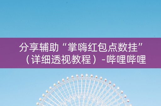 分享辅助“掌嗨红包点数挂”（详细透视教程）-哔哩哔哩