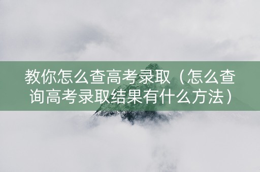 教你怎么查高考录取（怎么查询高考录取结果有什么方法）