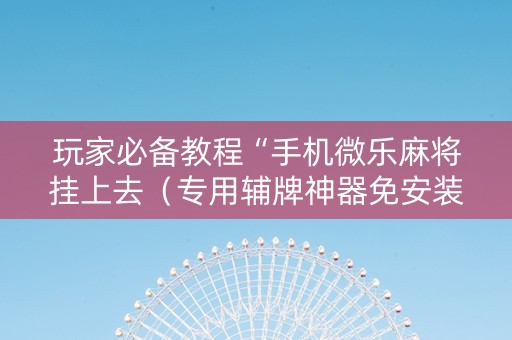 玩家必备教程“手机微乐麻将挂上去（专用辅牌神器免安装）