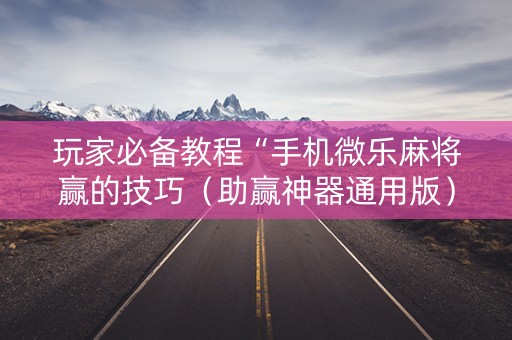 玩家必备教程“手机微乐麻将赢的技巧（助赢神器通用版）