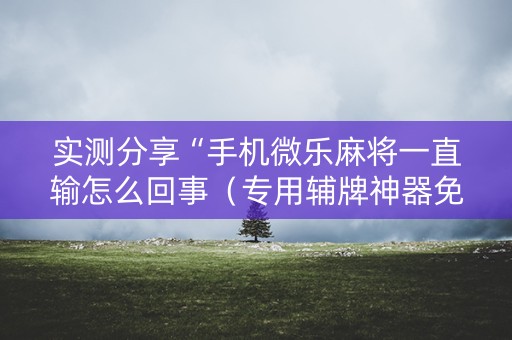 实测分享“手机微乐麻将一直输怎么回事（专用辅牌神器免安装）
