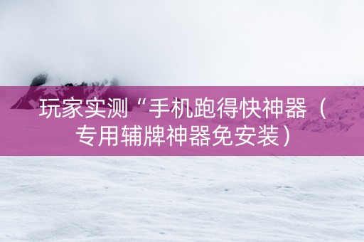 玩家实测“手机跑得快神器（专用辅牌神器免安装）