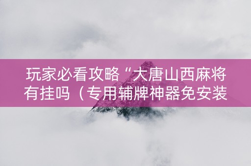 玩家必看攻略“大唐山西麻将有挂吗（专用辅牌神器免安装）