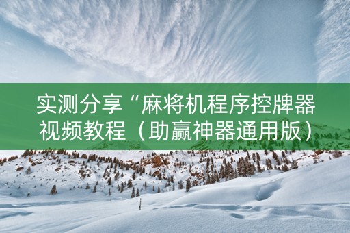 实测分享“麻将机程序控牌器视频教程（助赢神器通用版）