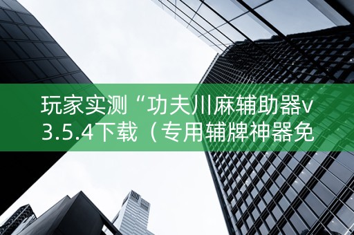 玩家实测“功夫川麻辅助器v3.5.4下载（专用辅牌神器免安装）