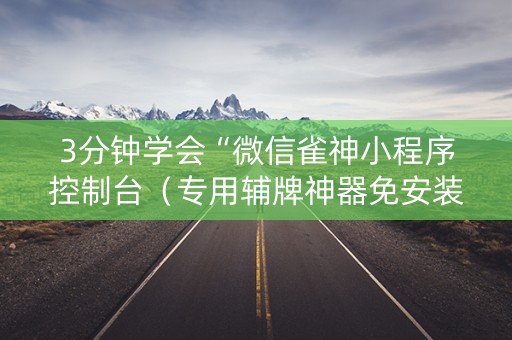 3分钟学会“微信雀神小程序控制台（专用辅牌神器免安装）
