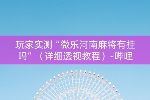 玩家实测“微乐河南麻将有挂吗”（详细透视教程）-哔哩哔哩