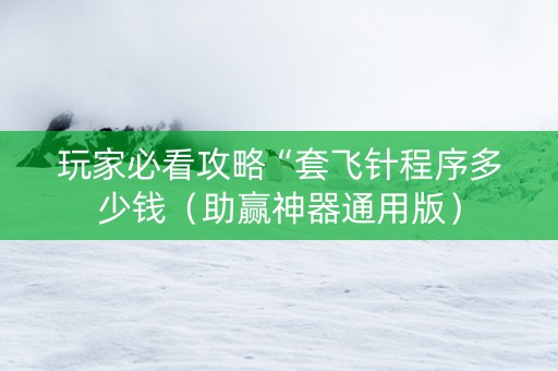 玩家必看攻略“套飞针程序多少钱（助赢神器通用版）