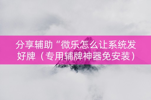 分享辅助“微乐怎么让系统发好牌（专用辅牌神器免安装）