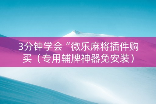 3分钟学会“微乐麻将插件购买（专用辅牌神器免安装）