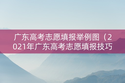 广东高考志愿填报举例图（2021年广东高考志愿填报技巧）