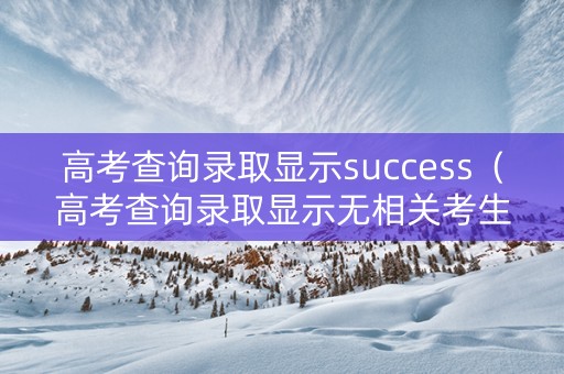高考查询录取显示success（高考查询录取显示无相关考生信息）