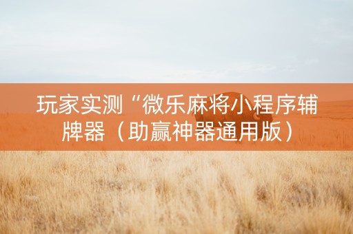 玩家实测“微乐麻将小程序辅牌器（助赢神器通用版）