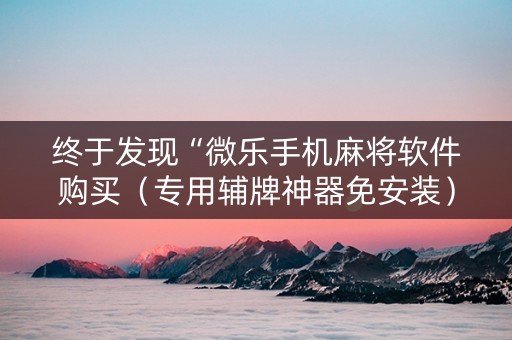 终于发现“微乐手机麻将软件购买（专用辅牌神器免安装）