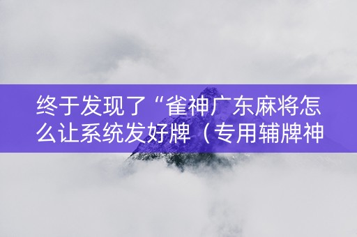 终于发现了“雀神广东麻将怎么让系统发好牌（专用辅牌神器免安装）
