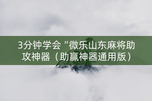 3分钟学会“微乐山东麻将助攻神器（助赢神器通用版）
