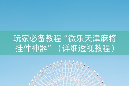 玩家必备教程“微乐天津麻将挂件神器”（详细透视教程）-哔哩哔哩