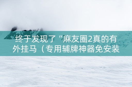 终于发现了“麻友圈2真的有外挂马（专用辅牌神器免安装）