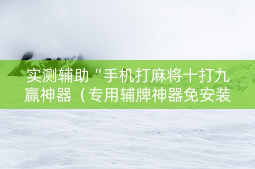 实测辅助“手机打麻将十打九赢神器（专用辅牌神器免安装）