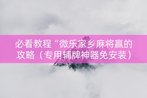 必看教程“微乐家乡麻将赢的攻略（专用辅牌神器免安装）