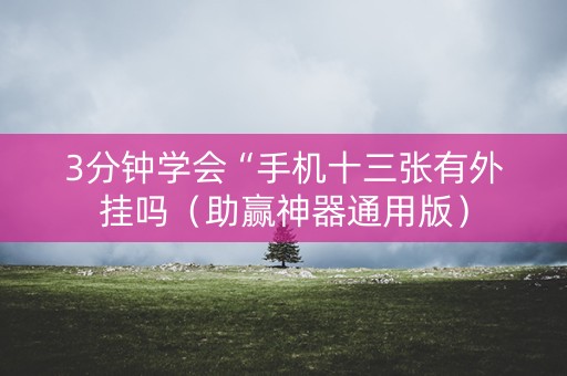 3分钟学会“手机十三张有外挂吗（助赢神器通用版）