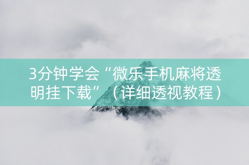 3分钟学会“微乐手机麻将透明挂下载”（详细透视教程）-哔哩哔哩